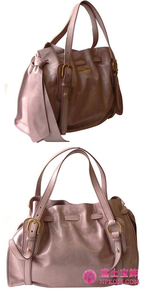 ミュウミュウ MIUMIU ショルダーバッグ リボン×巾着デザイン レザー チェリー(MUGHETTO) RR1312 VIT